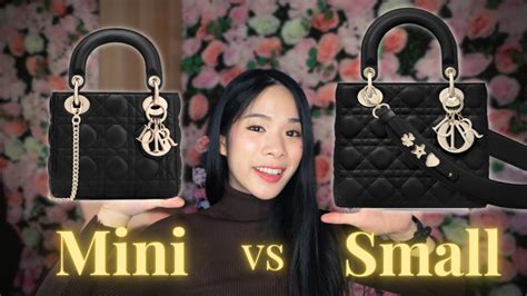 micro lady dior outfit|lady dior mini vs small.